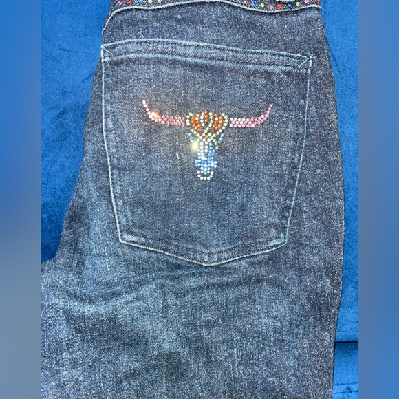 Sergio Valente rhinestone detailed straight leg jeans - Picture 2 of 14